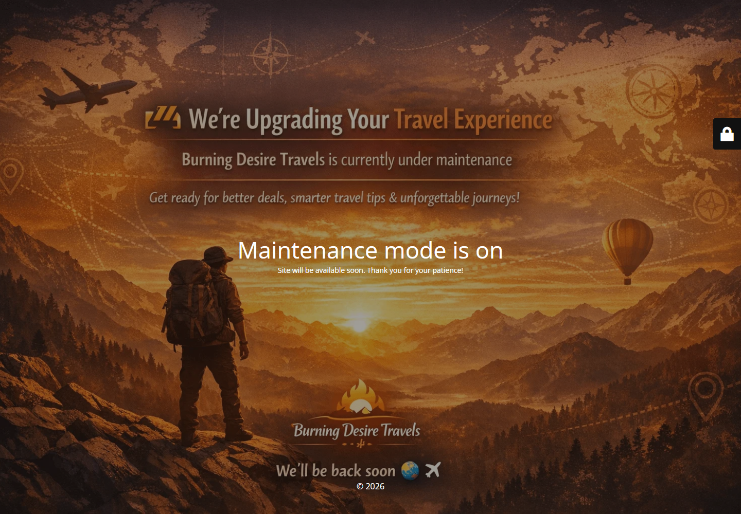 Burning Desire Travels homepage preview