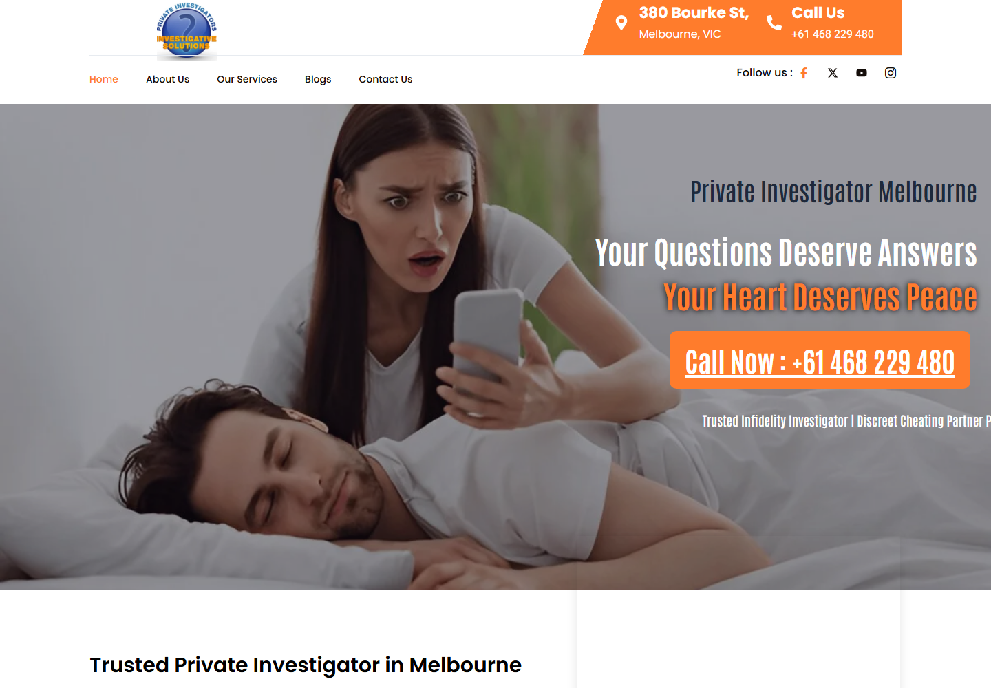 Investigative Solutions homepage preview